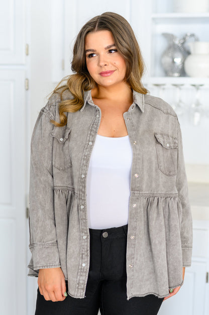 143 Story • Earl Grey Button Up Long Sleeve Top