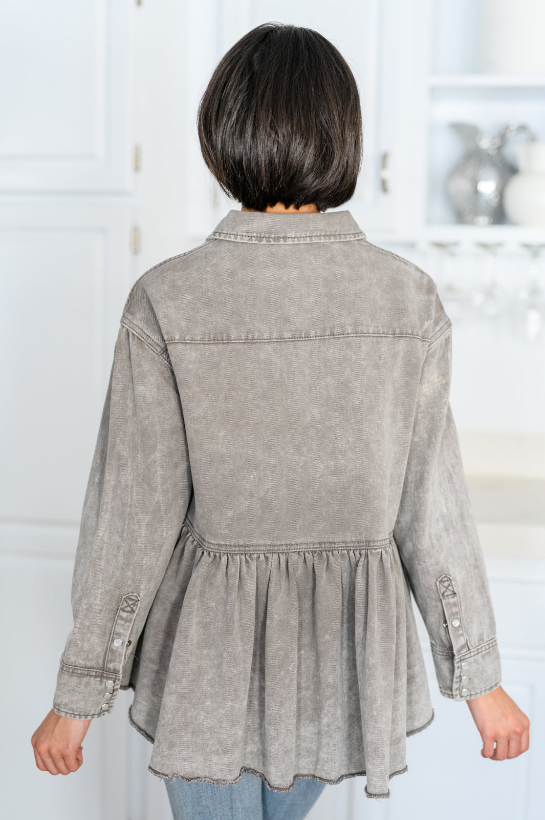 143 Story • Earl Grey Button Up Long Sleeve Top