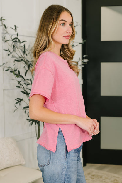 Zenana • 100% Cotton  • Effortless Edit Boxy Tee in Candy Pink