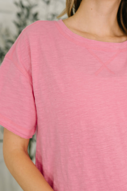 Zenana • 100% Cotton  • Effortless Edit Boxy Tee in Candy Pink