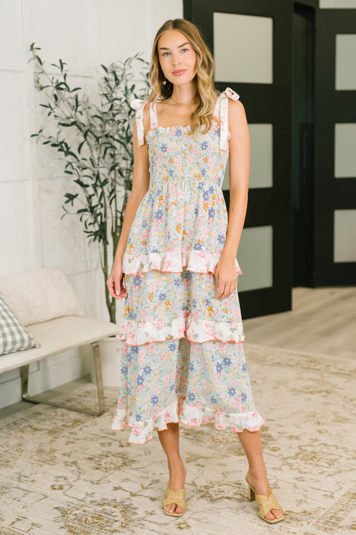 Elegant Edge • Tiered Maxi Dress in Sage