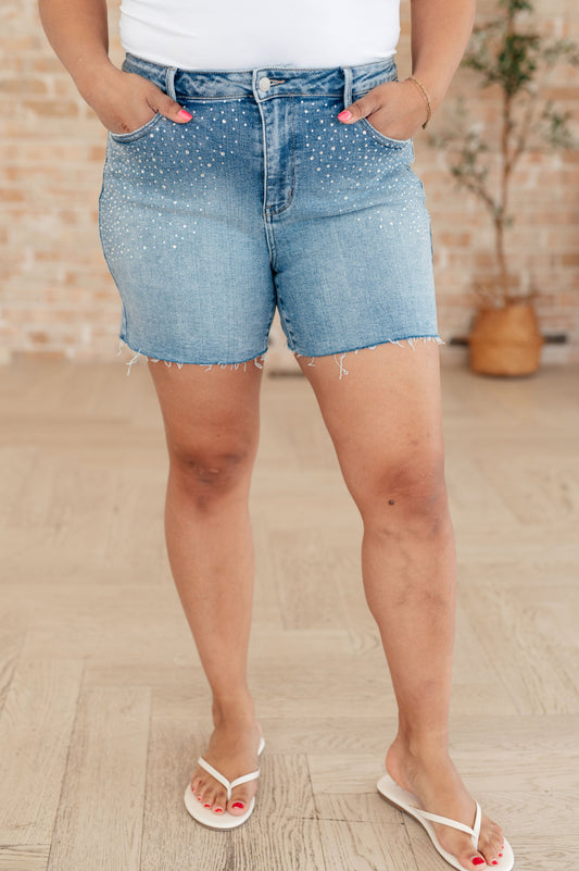 Judy Blue • Elle • High Rise Rhinestone Cutoff Shorts