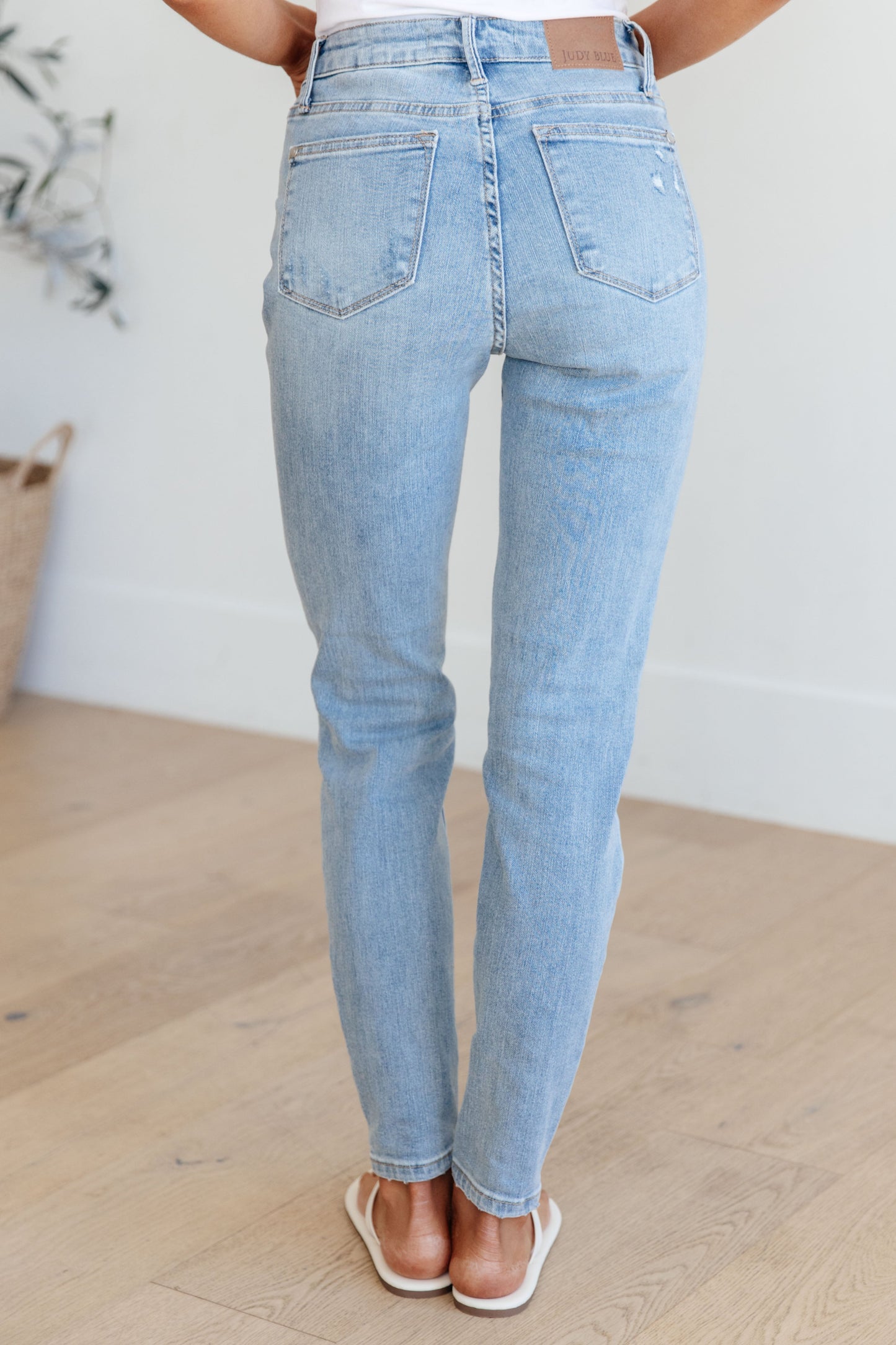 Judy Blue • Eloise • Mid Rise Control Top Distressed Skinny Jeans