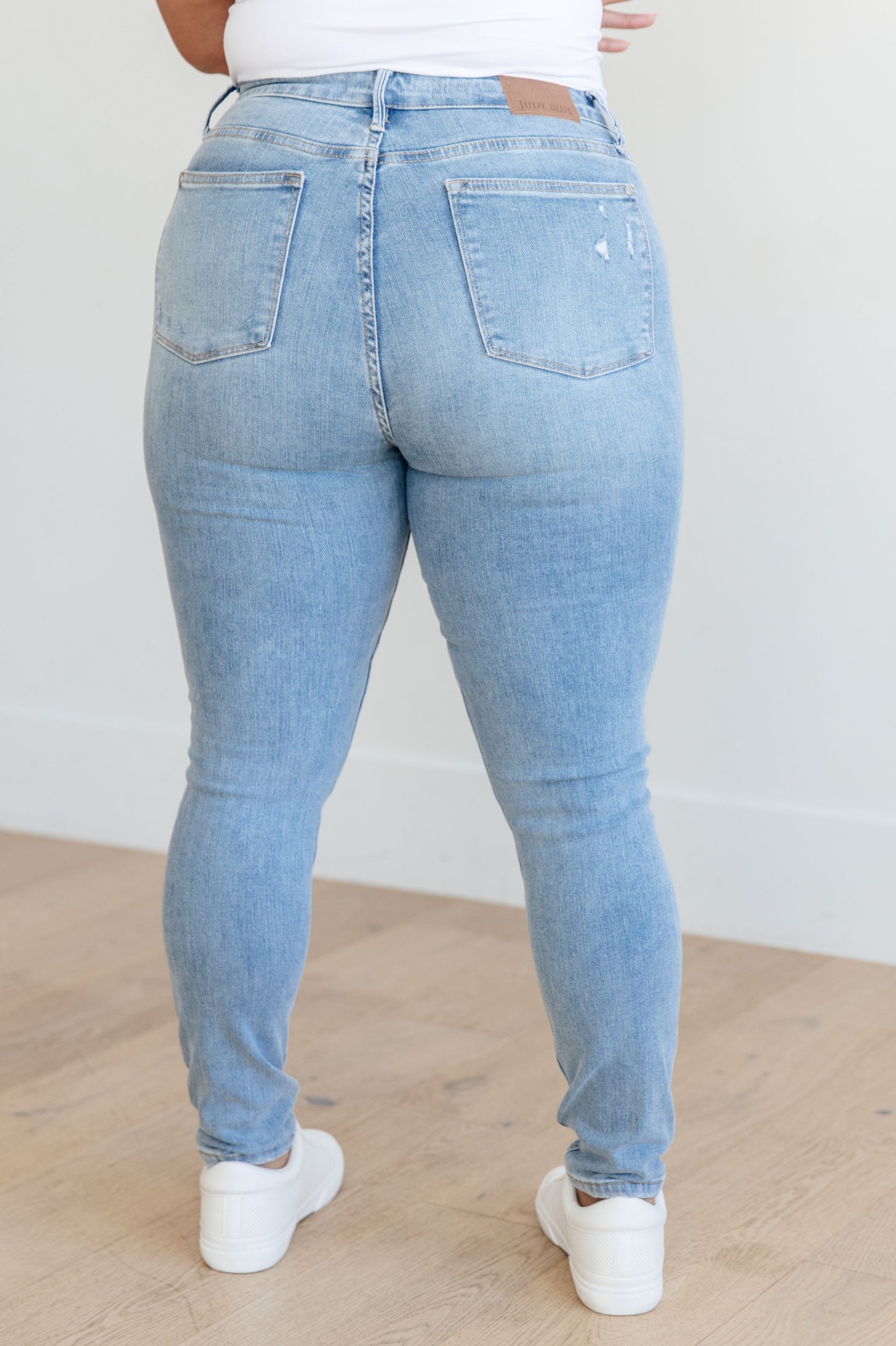 Judy Blue • Eloise • Mid Rise Control Top Distressed Skinny Jeans