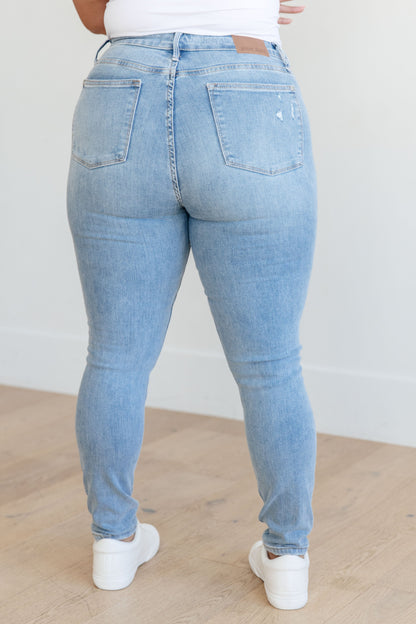 Judy Blue • Eloise • Mid Rise Control Top Distressed Skinny Jeans