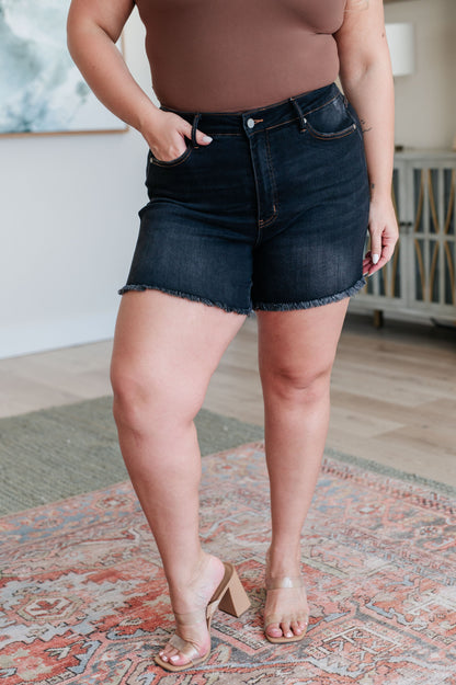 Judy Blue • Ember • High Rise Control Top Fray Hem Shorts