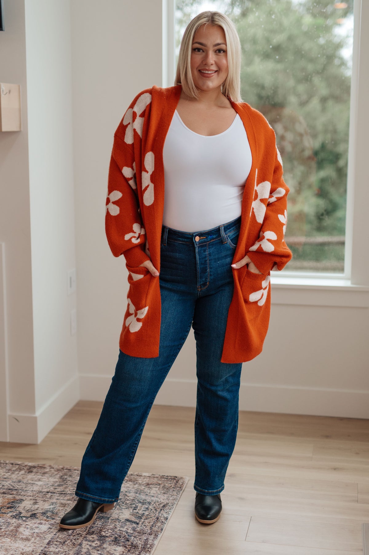 Jodifl • Enough Anyways • Floral Cardigan in Burnt Orange