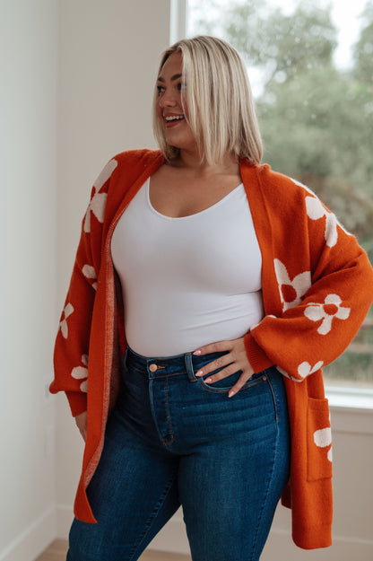 Jodifl • Enough Anyways • Floral Cardigan in Burnt Orange