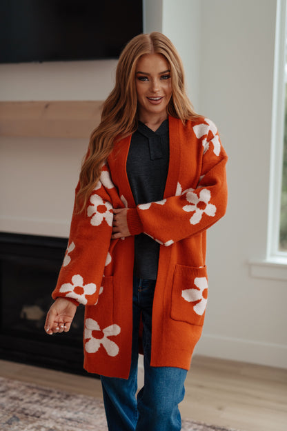 Jodifl • Enough Anyways • Floral Cardigan in Burnt Orange