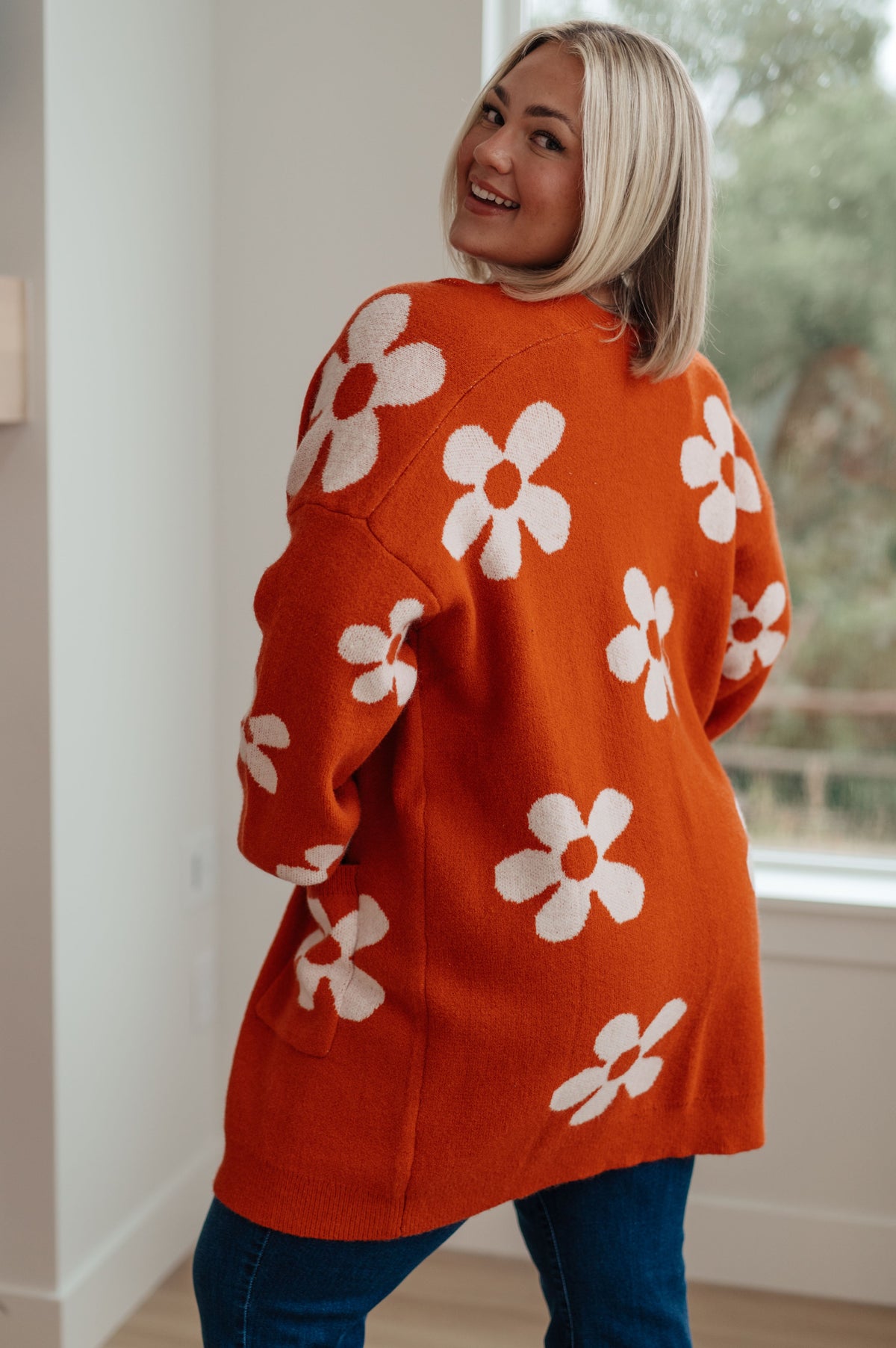 Jodifl • Enough Anyways • Floral Cardigan in Burnt Orange