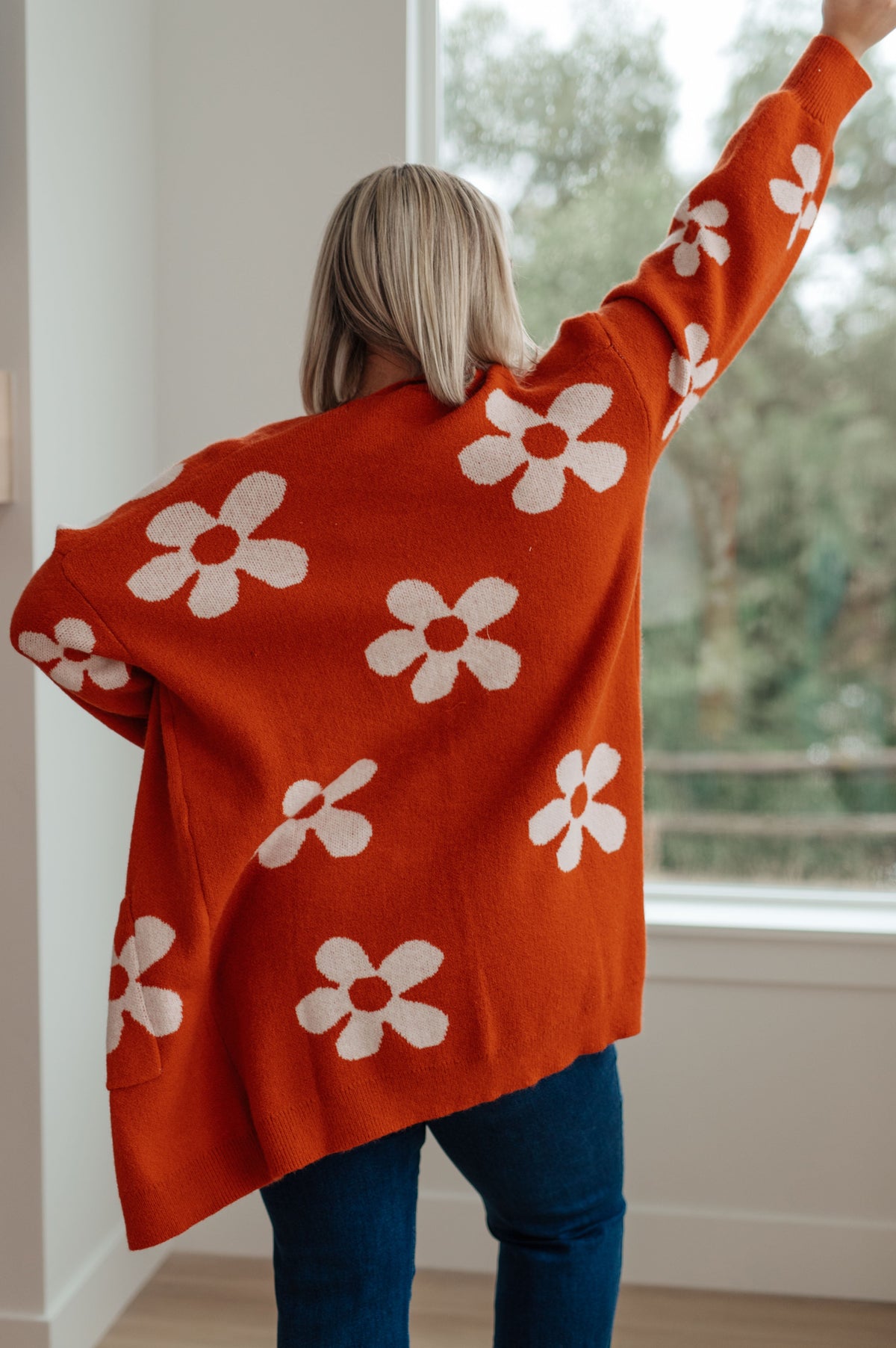 Jodifl • Enough Anyways • Floral Cardigan in Burnt Orange
