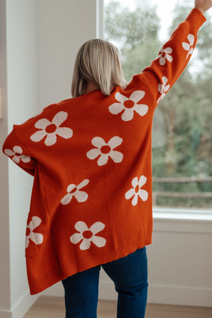 Jodifl • Enough Anyways • Floral Cardigan in Burnt Orange