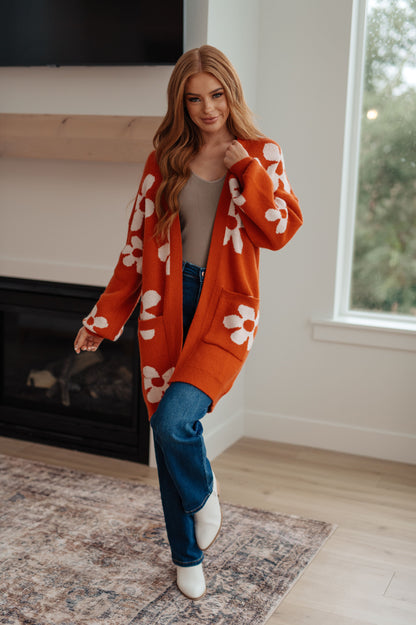 Jodifl • Enough Anyways • Floral Cardigan in Burnt Orange