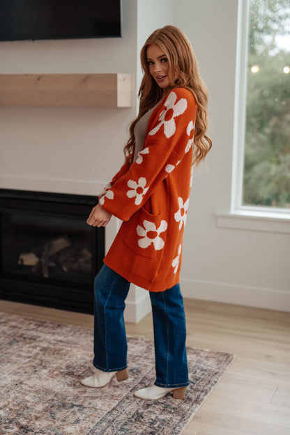 Jodifl • Enough Anyways • Floral Cardigan in Burnt Orange