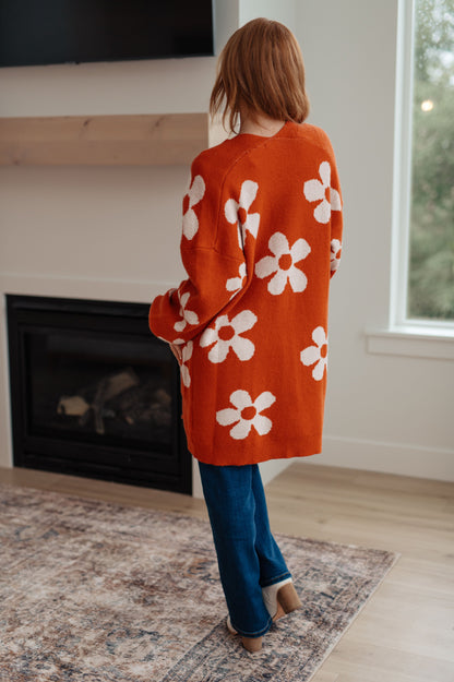 Jodifl • Enough Anyways • Floral Cardigan in Burnt Orange