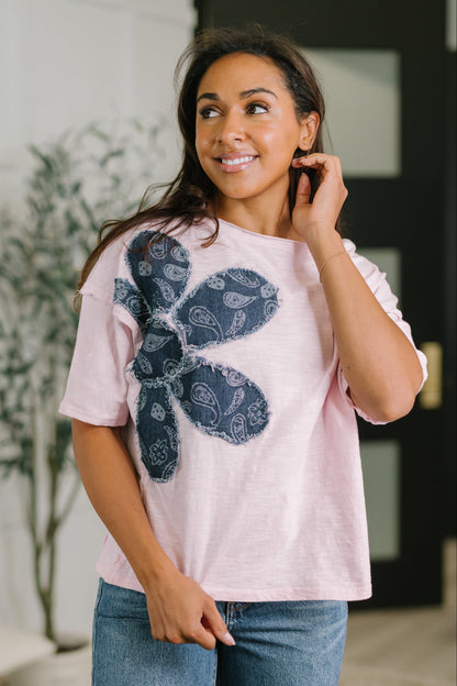 Haptics • 100% Cotton  • Exactly My Type Paisley Floral Applique Top