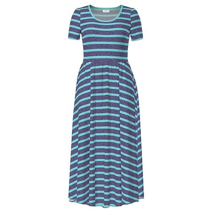 LuLaRoe Riley • Empire Waist Midi Dress • Purple Teal Stripe