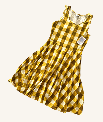 LuLaRoe Nicki • A-Line • Sleeveless • Fit and Flare Dress • Yellow Check