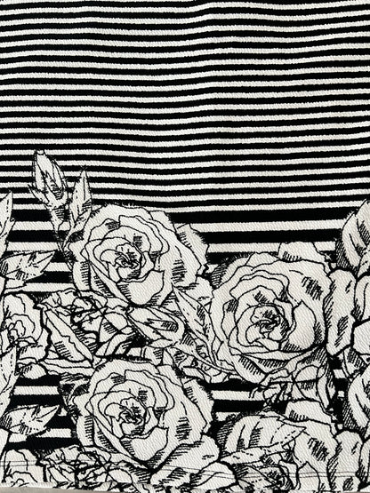 LuLaRoe Debbie Vintage Long Sleeve Sheath Dress • Dipped Black and White Roses