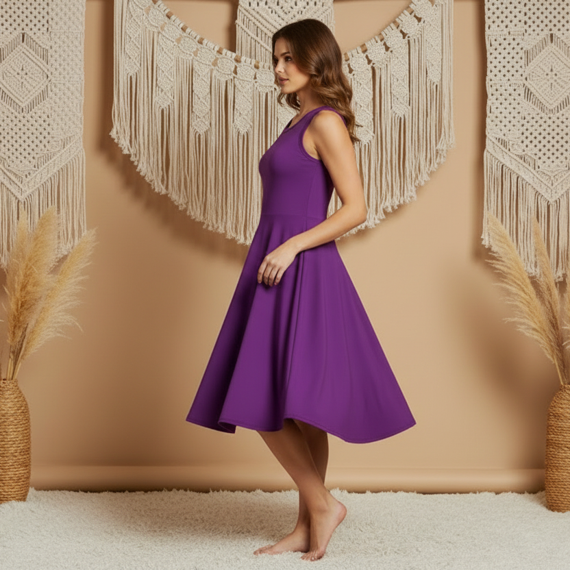 LuLaRoe Nicki • A-Line • Sleeveless • Fit and Flare Dress • Solid Purple