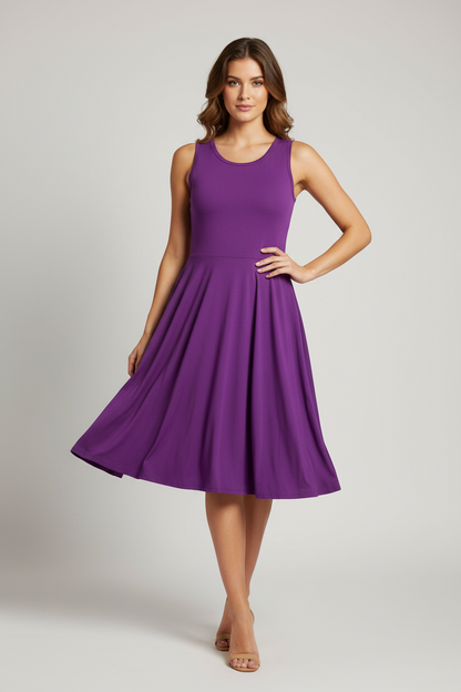 LuLaRoe Nicki • A-Line • Sleeveless • Fit and Flare Dress • Solid Purple