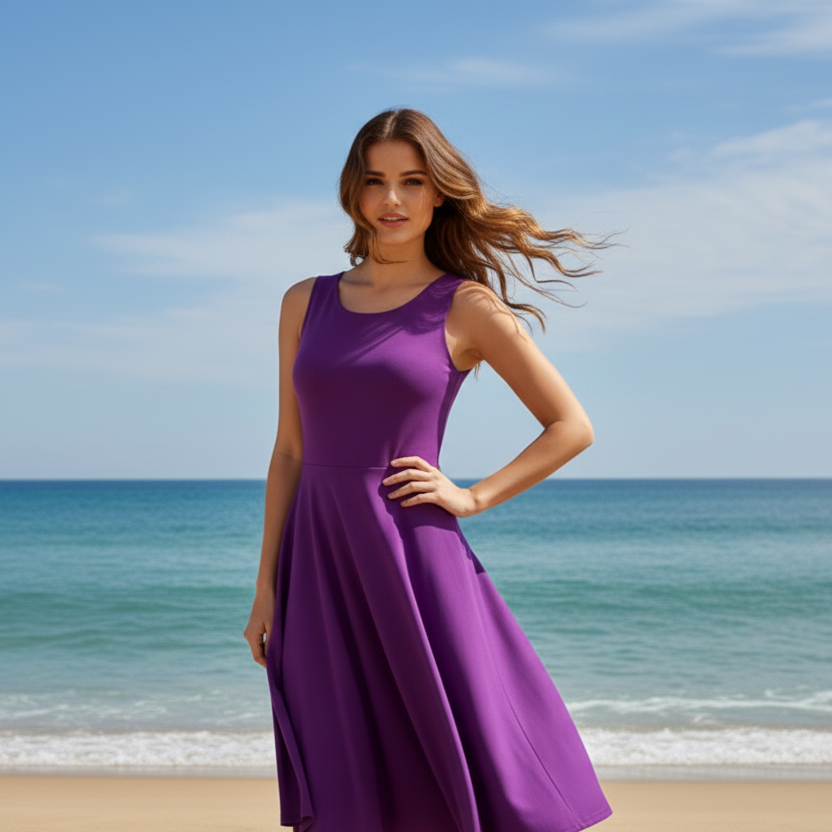LuLaRoe Nicki • A-Line • Sleeveless • Fit and Flare Dress • Solid Purple