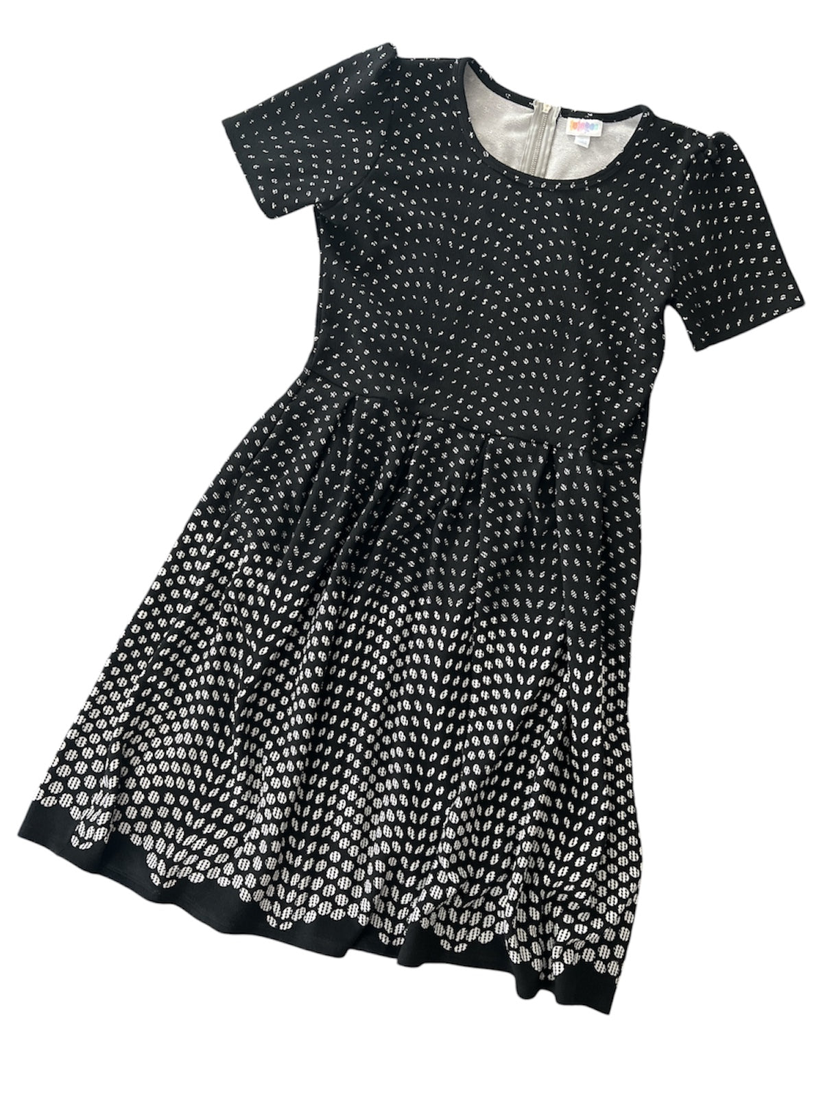 NWOT • LuLaRoe • Amelia Fit-and-Flare Dress • Vintage • Black and White Dipped