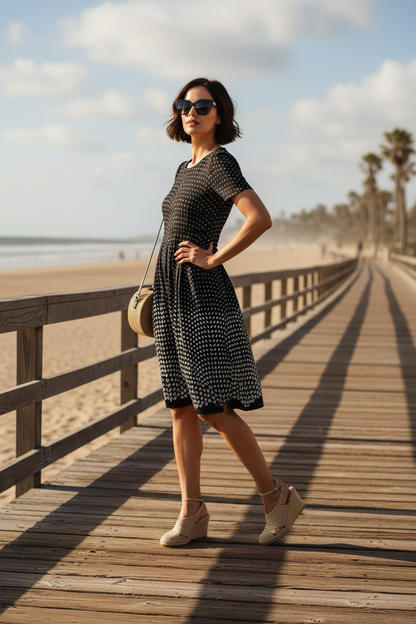 LuLaRoe • Amelia Fit-and-Flare Dress • Vintage • Black and White Dipped • New Without Tags