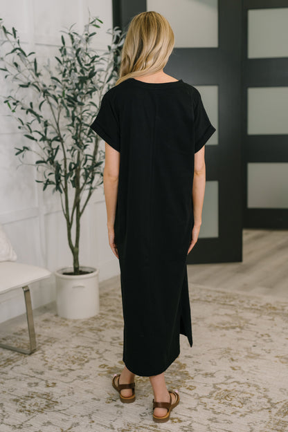 Zenana • Fix You Right Up Short Sleeve Midi Dress in Black