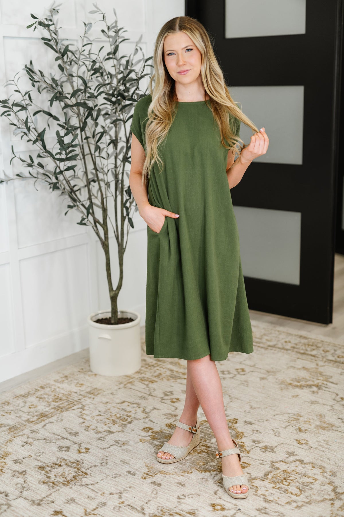 HYFVE • Flatter Me Later Relaxed Dress in Moss