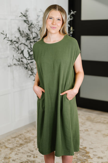 HYFVE • Flatter Me Later Relaxed Dress in Moss