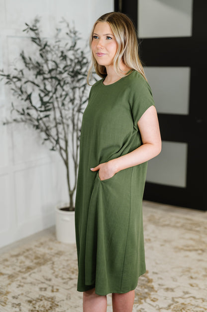 HYFVE • Flatter Me Later Relaxed Dress in Moss