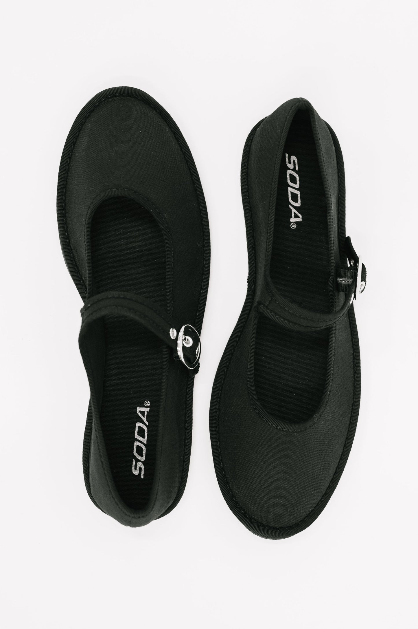 Soda • Cotton Fleta Buckle Flats in Black