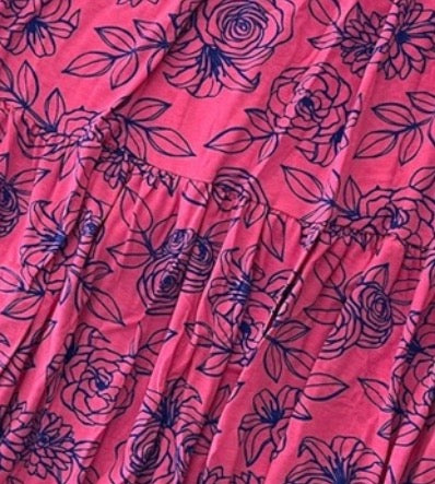 Poppy Maxi Skirt - Pink Blue Rose
