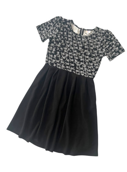 EUC • LuLaRoe • Bicycle Pattern Bodice • Amelia Fit and Flare Dress • Rare Vintage Print