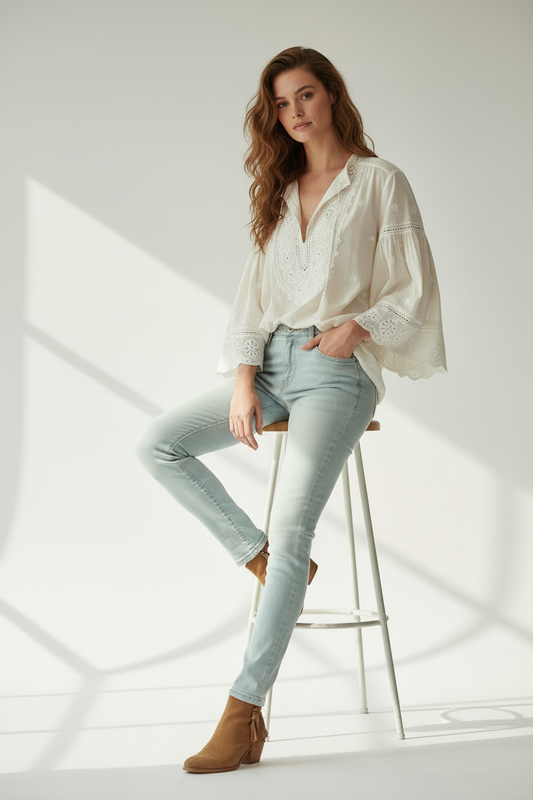 LuLaRoe Skinny Denim • Sand Dune • Light Blue Wash