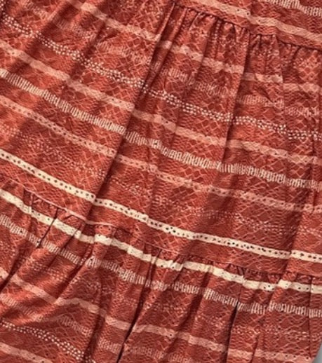 LuLaRoe Poppy Maxi Skirt • Vintage Boho Vibes • Burnt and Orange Cream