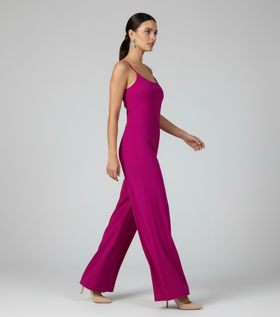 LuLaRoe Leola Wide Leg Cami Jumpsuit • Solid Festival Fuchsia