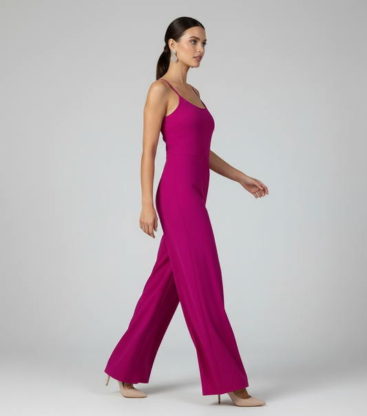 LuLaRoe Leola Wide Leg Cami Jumpsuit • Solid Festival Fuchsia