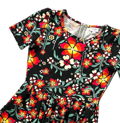LuLaRoe Amelia dress. Black and orange floral. 