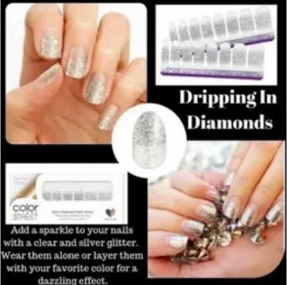 Dripping in Diamonds • Color Street • Clear Overlay Filled with Silver Glitter