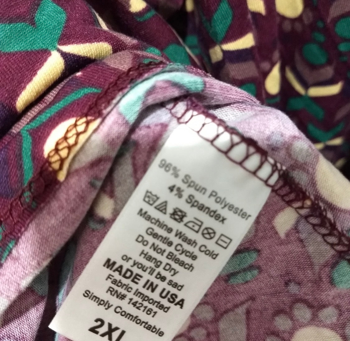 LuLaRoe Madison Skirt • Box Pleats • Side Seam Pockets • Purple Green Gold