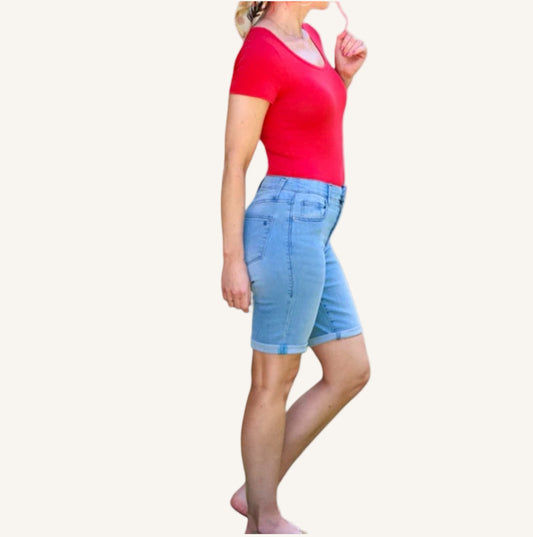 LuLaRoe Bermuda Denim Shorts • Light Blue Wash