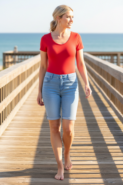 LuLaRoe Bermuda Denim Shorts • Light Blue Wash