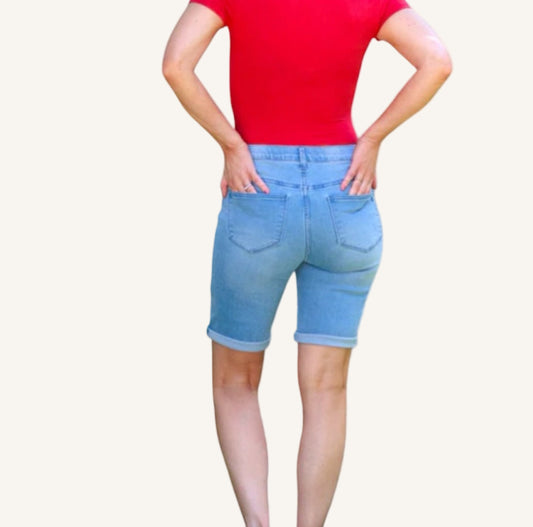 LuLaRoe Bermuda Denim Shorts • Light Blue Wash
