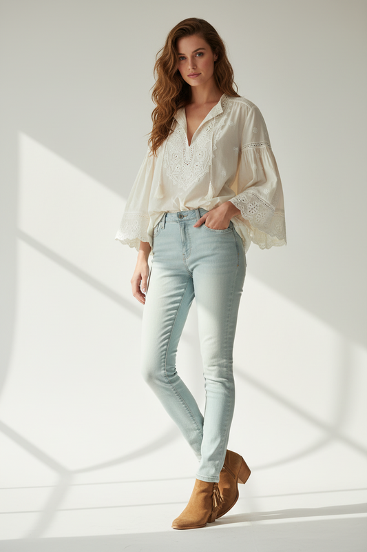 LuLaRoe Skinny Denim • Sand Dune • Light Blue Wash