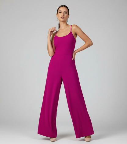 LuLaRoe Leola Wide Leg Cami Jumpsuit • Solid Festival Fuchsia