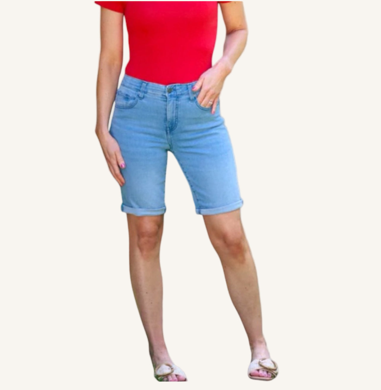 LuLaRoe Bermuda Denim Shorts • Light Blue Wash