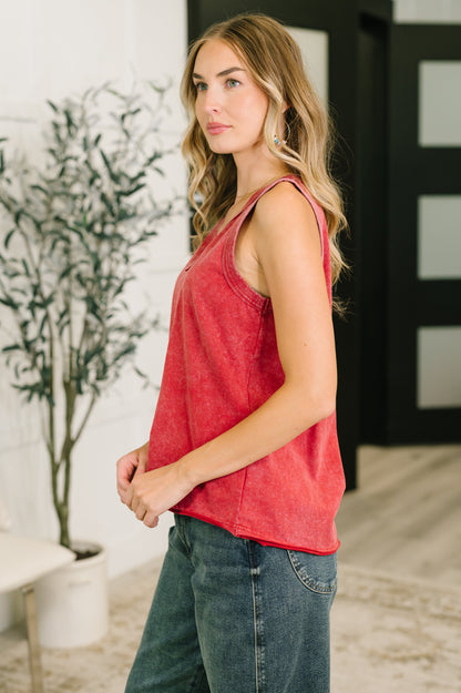 One Eleven North • 100% Cotton • Get it Right V-Neck Mineral Wash Tank
