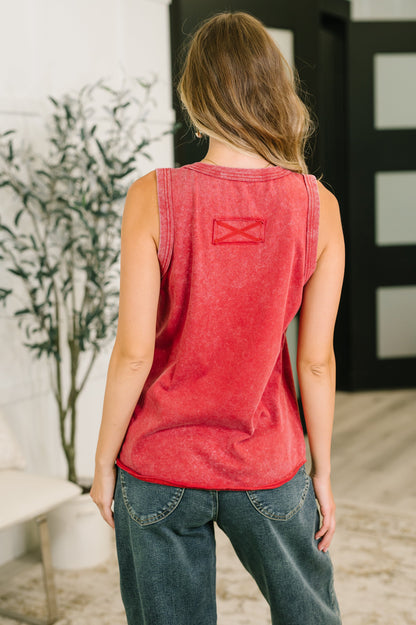 One Eleven North • 100% Cotton • Get it Right V-Neck Mineral Wash Tank